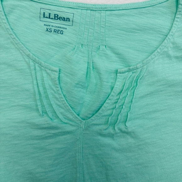 L.L. Bean Women’s Organic Cotton Tee, Split Neck, Short-Sleeve, Fresh Mint/Green - Picture 6 of 9